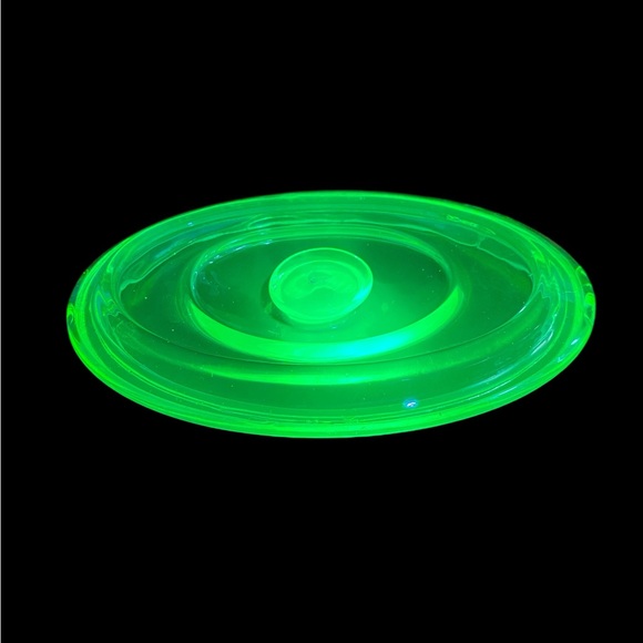 Vintage 1930s Anchor Hocking Oval Uranium Green Ribbed Depression Glass - Picture 7 of 10